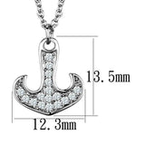 3W1035 - Rhodium Brass Chain Pendant with AAA Grade CZ in Clear - Alamode - Flyclothing LLC