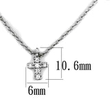 3W1037 - Rhodium Brass Chain Pendant with AAA Grade CZ in Clear - Alamode - Flyclothing LLC