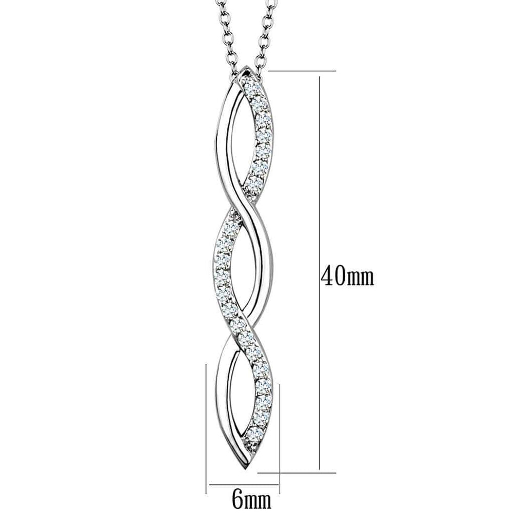 3W1039 - Rhodium Brass Chain Pendant with AAA Grade CZ in Clear - Alamode - Flyclothing LLC