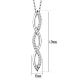 3W1039 - Rhodium Brass Chain Pendant with AAA Grade CZ in Clear - Alamode - Flyclothing LLC