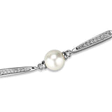 3W1041 - Rhodium Brass Bracelet with Synthetic Pearl in White - Alamode - Flyclothing LLC