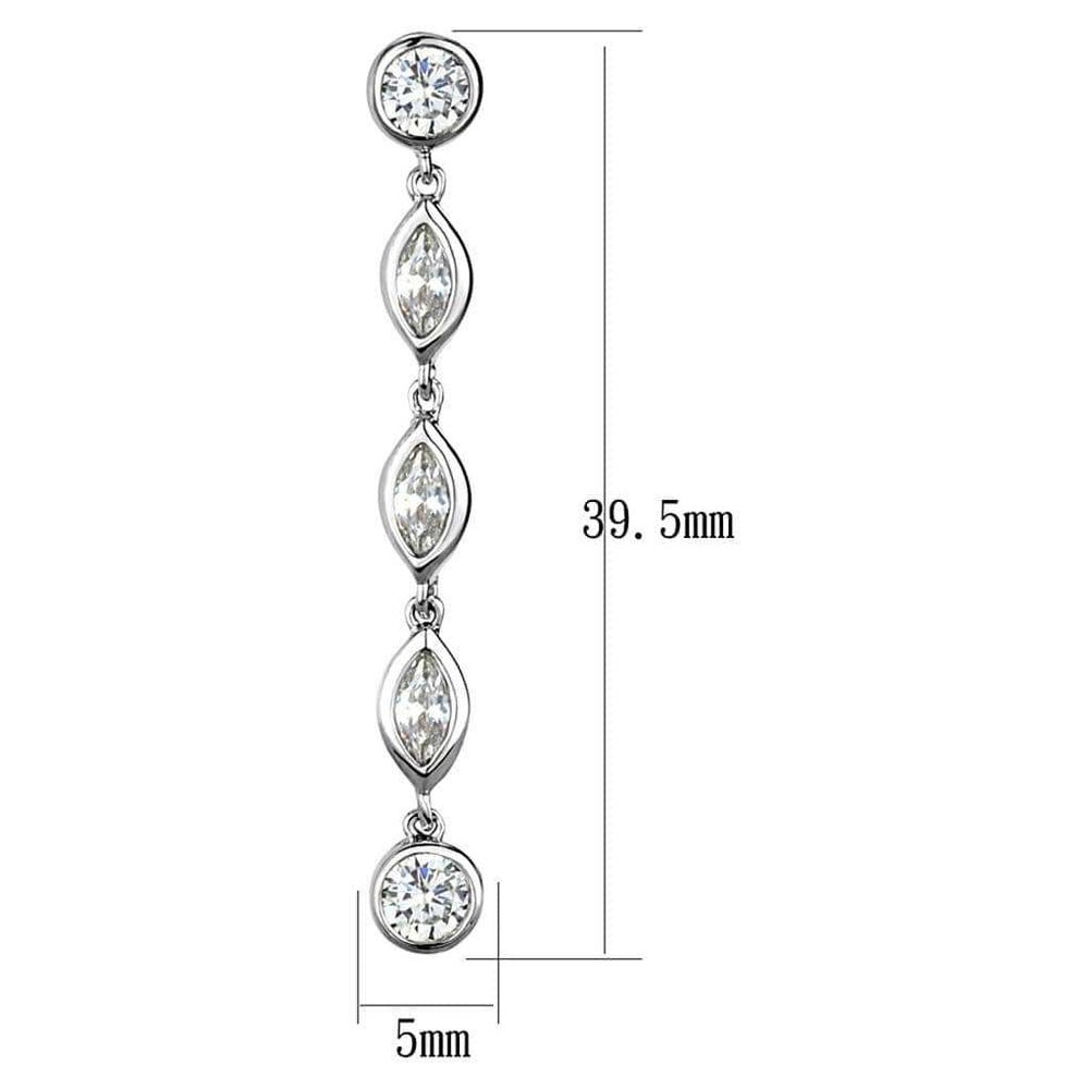 3W1049 - Rhodium Brass Earrings with AAA Grade CZ in Clear - Alamode - Flyclothing LLC