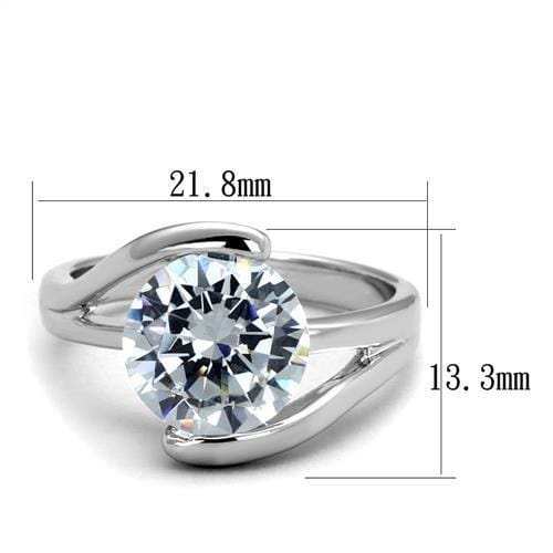 3W1072 - Rhodium Brass Ring with AAA Grade CZ in Clear - Alamode - Flyclothing LLC
