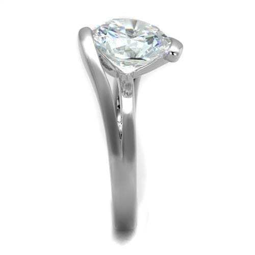 3W1072 - Rhodium Brass Ring with AAA Grade CZ in Clear - Alamode - Flyclothing LLC