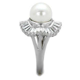 3W1073 - Rhodium Brass Ring with Synthetic Pearl in White - Alamode - Flyclothing LLC