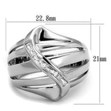 3W1077 - Rhodium Brass Ring with AAA Grade CZ in Clear - Alamode - Flyclothing LLC