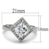 3W1083 - Rhodium Brass Ring with AAA Grade CZ in Clear - Alamode - Flyclothing LLC