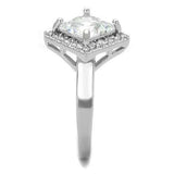 3W1083 - Rhodium Brass Ring with AAA Grade CZ in Clear - Alamode - Flyclothing LLC