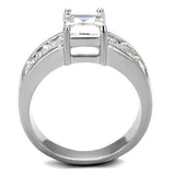 3W1086 - Rhodium Brass Ring with AAA Grade CZ in Clear - Alamode - Flyclothing LLC