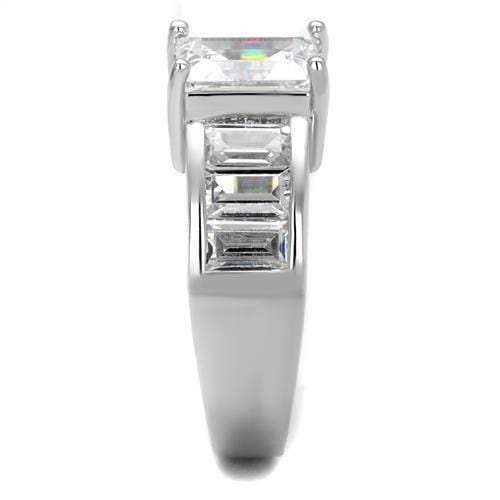 3W1086 - Rhodium Brass Ring with AAA Grade CZ in Clear - Alamode - Flyclothing LLC