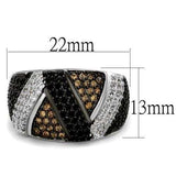 3W1088 - Rhodium + Ruthenium Brass Ring with AAA Grade CZ in Multi Color - Alamode - Flyclothing LLC