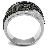 3W1091 - Rhodium + Ruthenium Brass Ring with AAA Grade CZ in Multi Color - Alamode - Flyclothing LLC