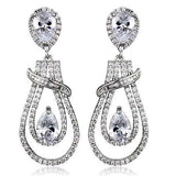 3W1095 - Rhodium Brass Jewelry Sets with AAA Grade CZ in Clear - Alamode - Flyclothing LLC