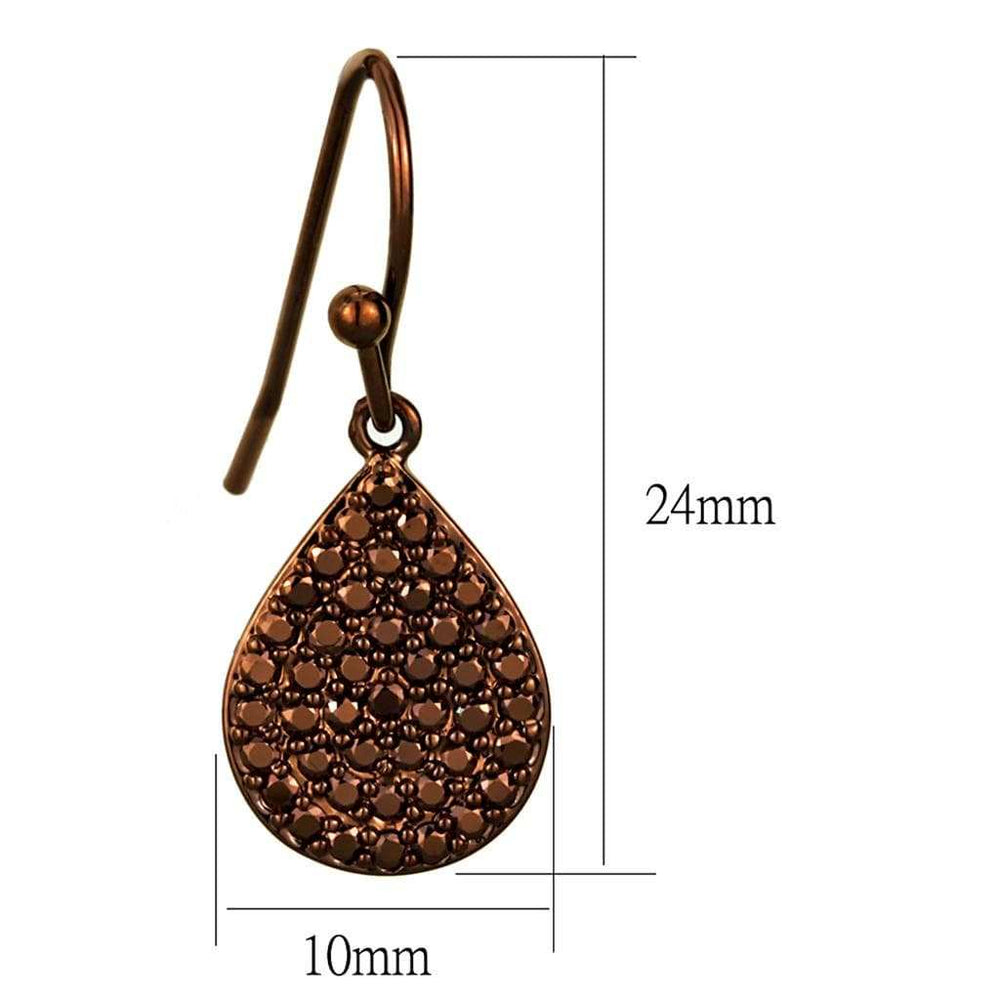 3W1118 - IP Coffee light Brass Earrings with AAA Grade CZ in Light Coffee - Alamode - Flyclothing LLC