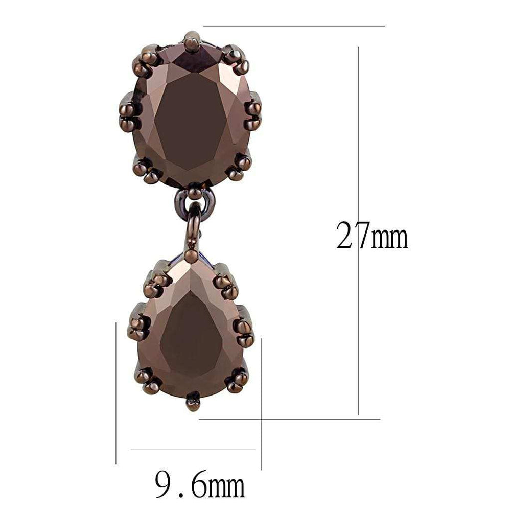 3W1121 - IP Coffee light Brass Earrings with AAA Grade CZ in Light Coffee - Alamode - Flyclothing LLC