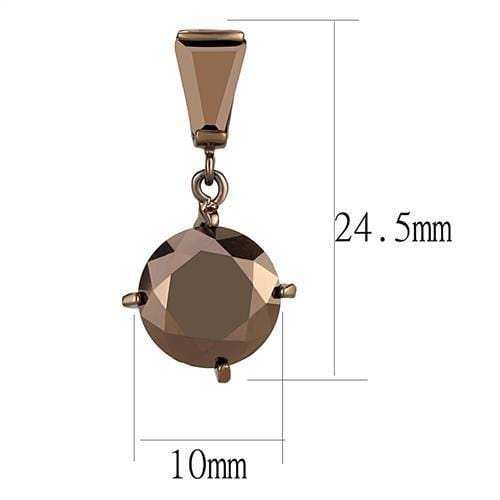 3W1133 - IP Coffee light Brass Earrings with AAA Grade CZ in Light Coffee - Alamode - Flyclothing LLC