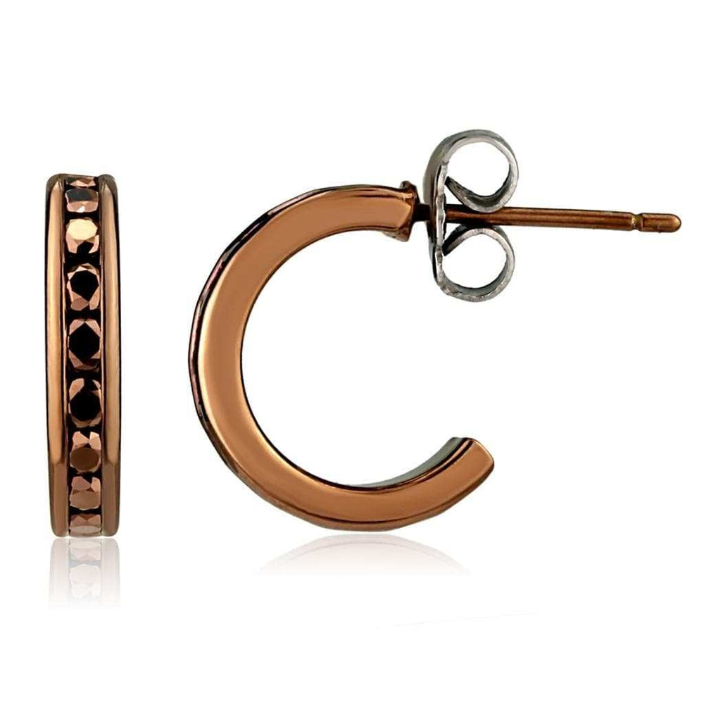 3W1140 - IP Coffee light Brass Earrings with Top Grade Crystal in Light Coffee - Alamode - Flyclothing LLC