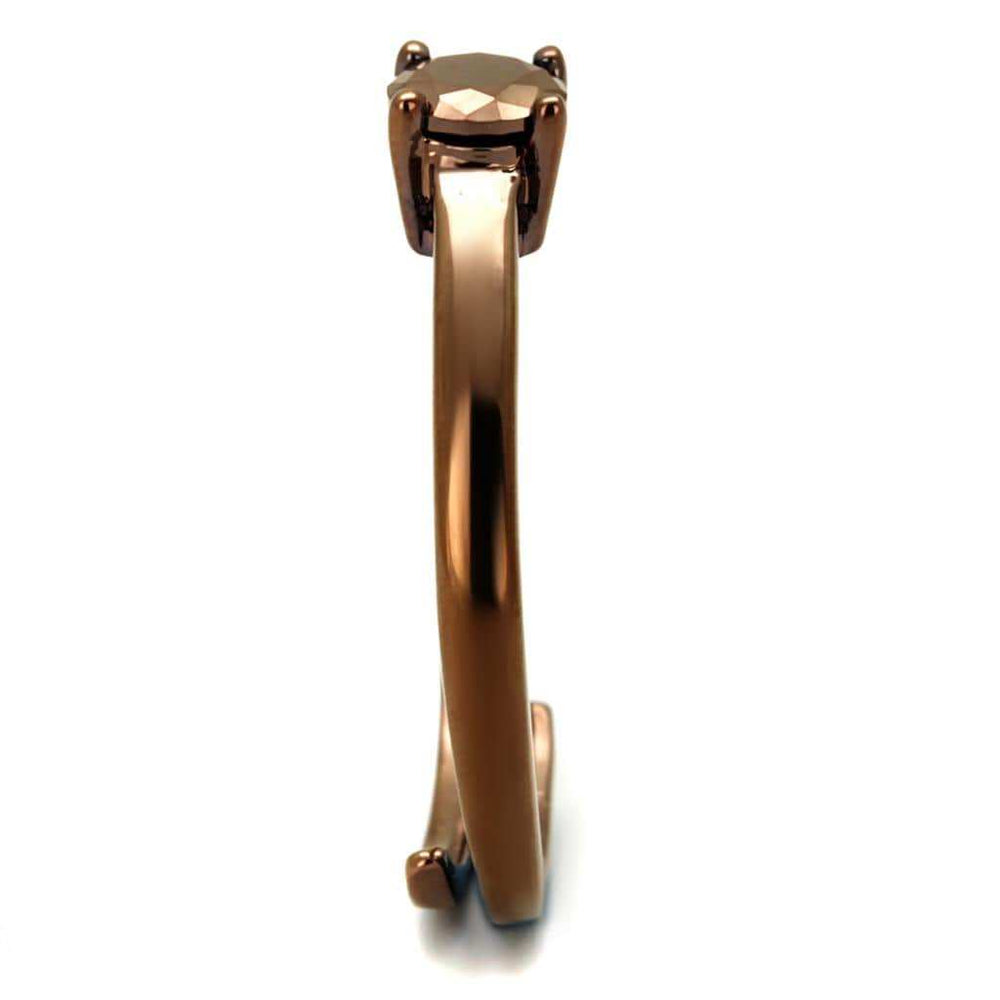 3W1147 - IP Coffee light Brass Ring with AAA Grade CZ in Light Coffee - Alamode - Flyclothing LLC