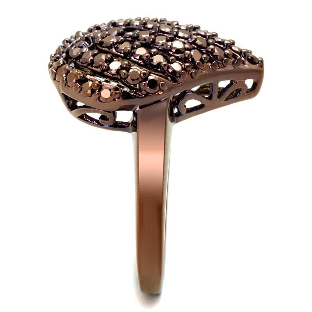 3W1149 - IP Coffee light Brass Ring with AAA Grade CZ in Light Coffee - Alamode - Flyclothing LLC