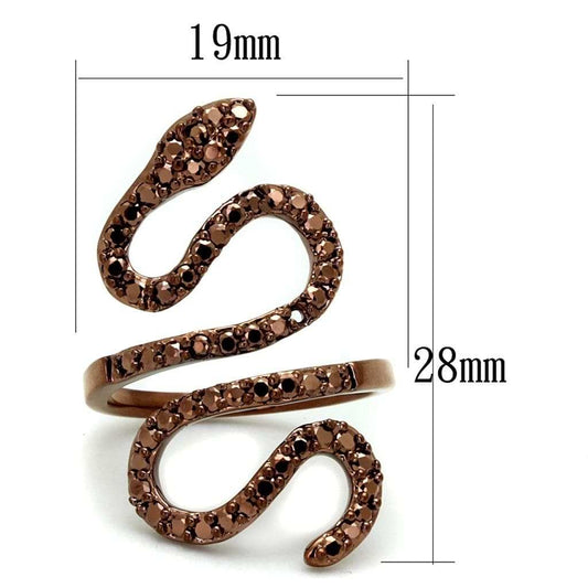 3W1150 - IP Coffee light Brass Ring with AAA Grade CZ in Light Coffee - Alamode - Flyclothing LLC