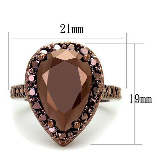 3W1153 - IP Coffee light Brass Ring with AAA Grade CZ in Light Coffee - Alamode - Flyclothing LLC