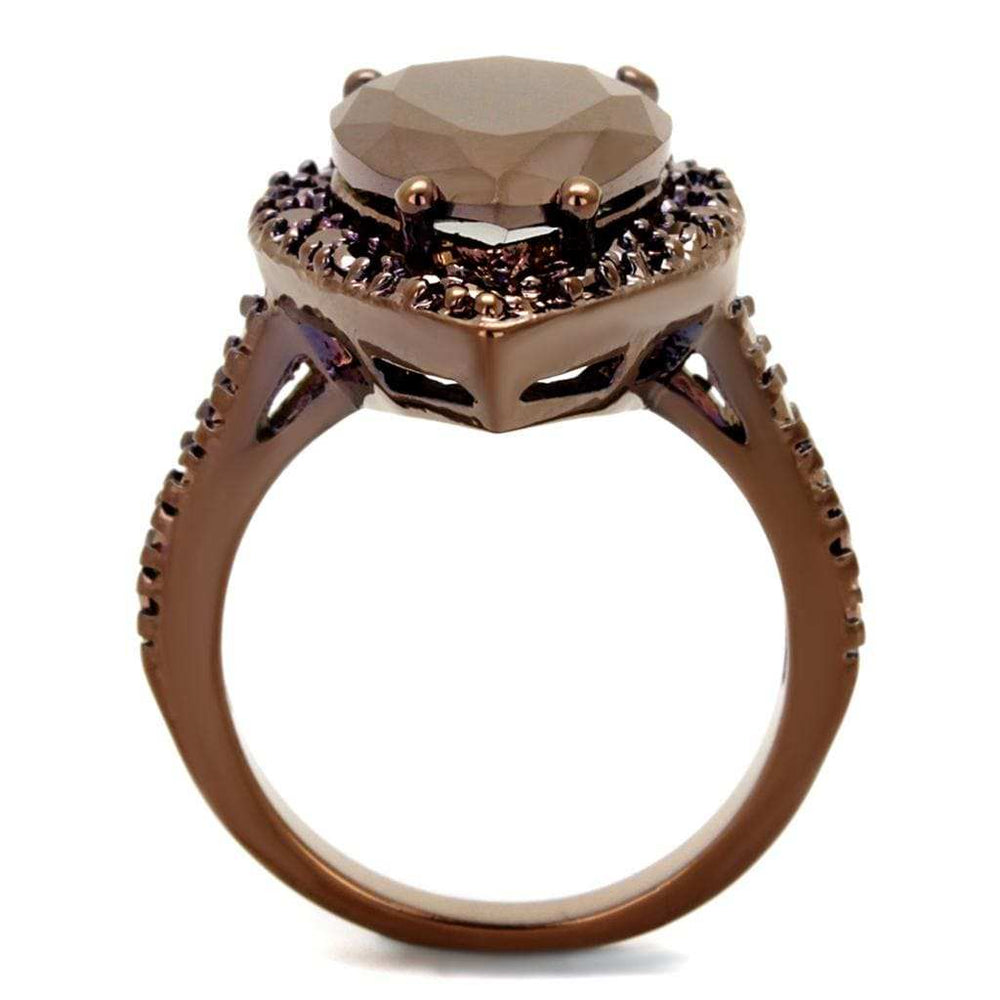 3W1153 - IP Coffee light Brass Ring with AAA Grade CZ in Light Coffee - Alamode - Flyclothing LLC