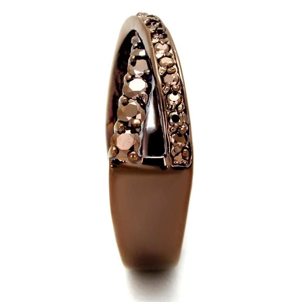 3W1155 - IP Coffee light Brass Ring with AAA Grade CZ in Light Coffee - Alamode - Flyclothing LLC