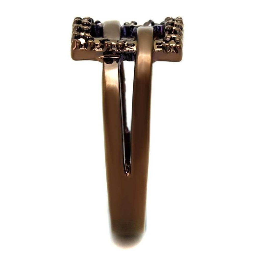 3W1156 - IP Coffee light Brass Ring with AAA Grade CZ in Light Coffee - Alamode - Flyclothing LLC