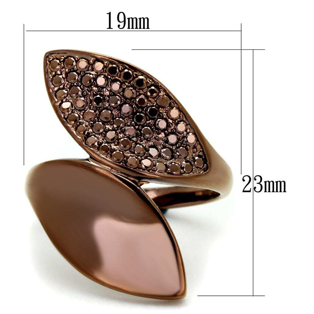 3W1157 - IP Coffee light Brass Ring with AAA Grade CZ in Light Coffee - Alamode - Flyclothing LLC