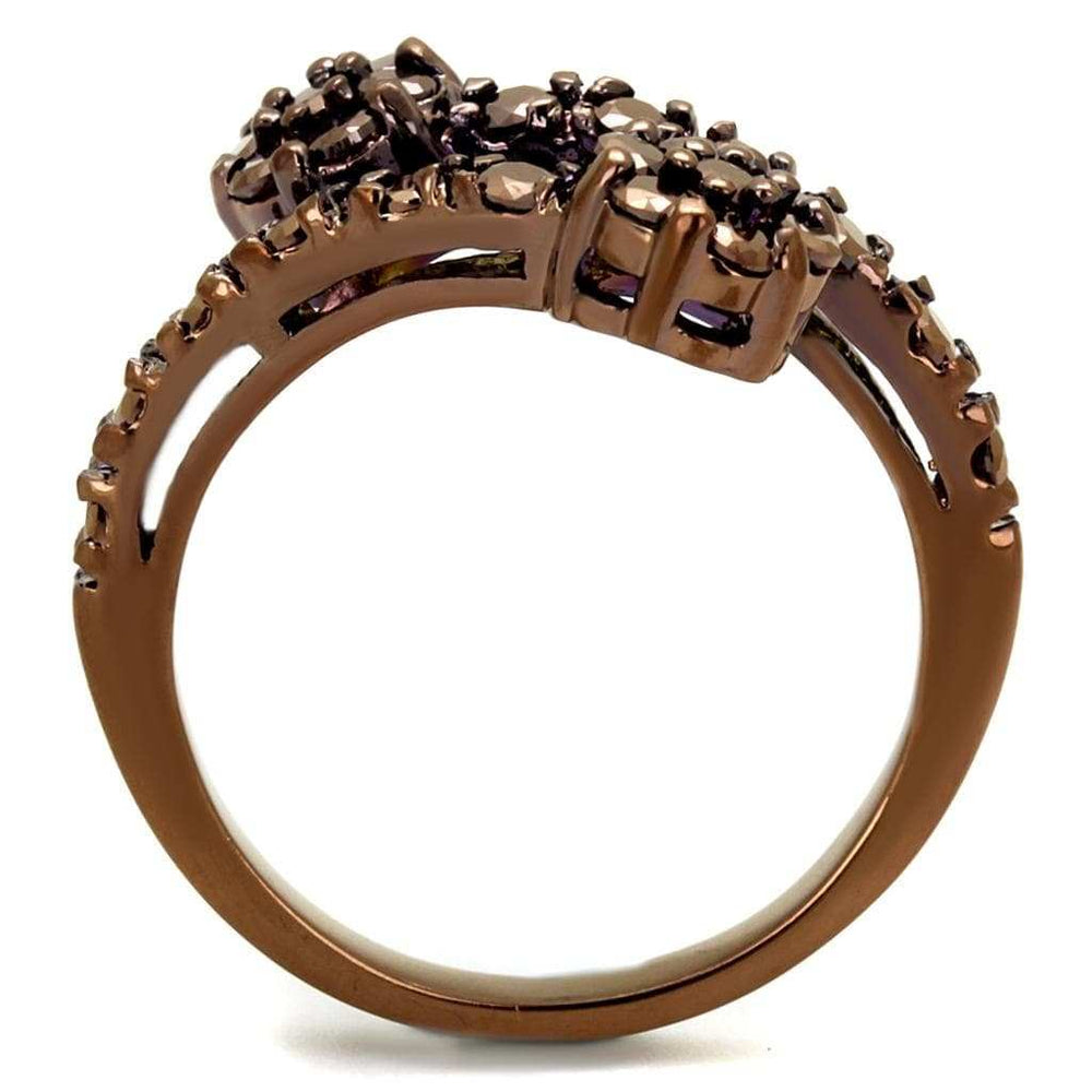 3W1158 - IP Coffee light Brass Ring with AAA Grade CZ in Light Coffee - Alamode - Flyclothing LLC