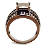 3W1159 - IP Coffee light Brass Ring with AAA Grade CZ in Light Coffee - Alamode - Flyclothing LLC