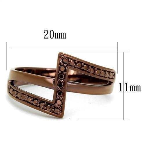 3W1162 - IP Coffee light Brass Ring with AAA Grade CZ in Light Coffee - Alamode - Flyclothing LLC