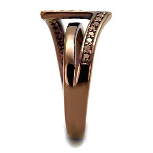 3W1162 - IP Coffee light Brass Ring with AAA Grade CZ in Light Coffee - Alamode - Flyclothing LLC