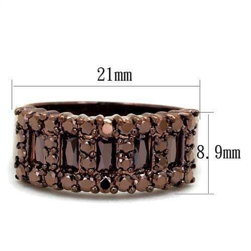 3W1163 - IP Coffee light Brass Ring with AAA Grade CZ in Light Coffee - Alamode - Flyclothing LLC