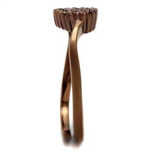 3W1166 - IP Coffee light Brass Ring with AAA Grade CZ in Light Coffee - Alamode - Flyclothing LLC