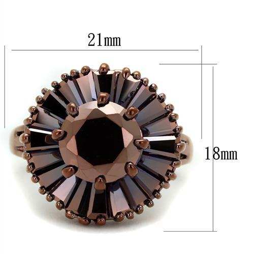 3W1167 - IP Coffee light Brass Ring with AAA Grade CZ in Light Coffee - Alamode - Flyclothing LLC