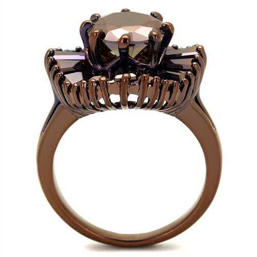 3W1167 - IP Coffee light Brass Ring with AAA Grade CZ in Light Coffee - Alamode - Flyclothing LLC