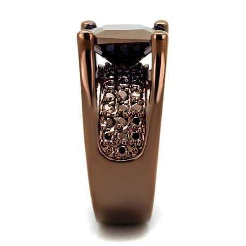 3W1169 - IP Coffee light Brass Ring with AAA Grade CZ in Light Coffee - Alamode - Flyclothing LLC