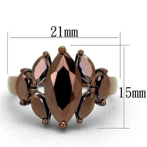 3W1173 - IP Coffee light Brass Ring with AAA Grade CZ in Light Coffee - Alamode - Flyclothing LLC