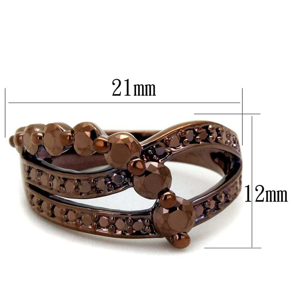 3W1182 - IP Coffee light Brass Ring with AAA Grade CZ in Light Coffee - Alamode - Flyclothing LLC