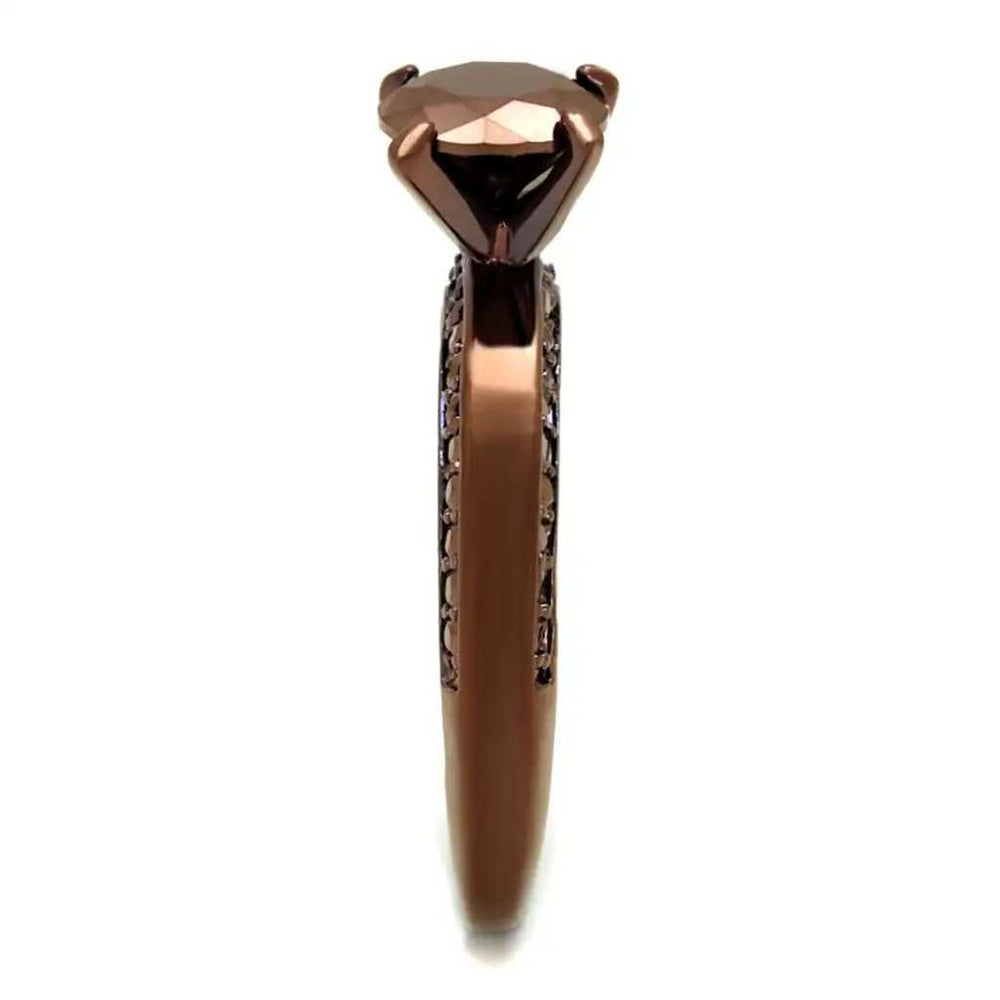 3W1183 - IP Coffee light Brass Ring with AAA Grade CZ in Light Coffee - Alamode - Flyclothing LLC