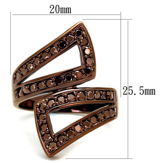 3W1185 - IP Coffee light Brass Ring with AAA Grade CZ in Light Coffee - Alamode - Flyclothing LLC