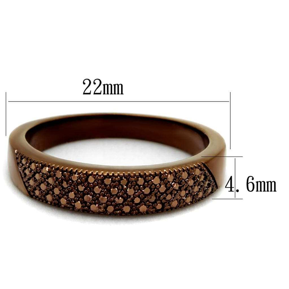 3W1186 - IP Coffee light Brass Ring with AAA Grade CZ in Light Coffee - Alamode - Flyclothing LLC