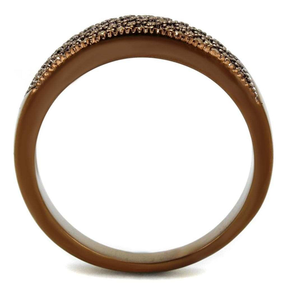 3W1186 - IP Coffee light Brass Ring with AAA Grade CZ in Light Coffee - Alamode - Flyclothing LLC