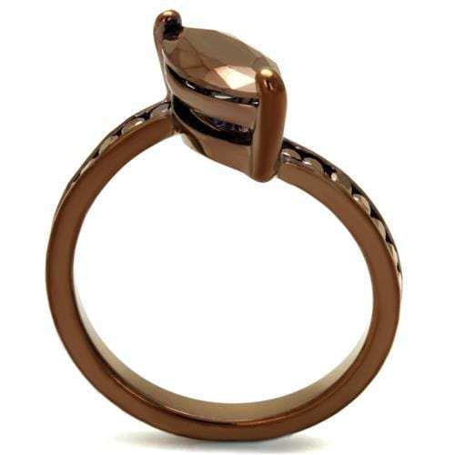 3W1190 - IP Coffee light Brass Ring with AAA Grade CZ in Light Coffee - Alamode - Flyclothing LLC