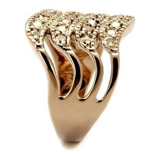 3W1196 - IP Rose Gold(Ion Plating) Brass Ring with AAA Grade CZ in Metallic Light Gold - Alamode - Flyclothing LLC