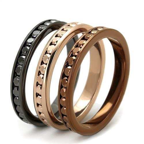 3W1208 - IP Rose Gold & IP Light Black & IP Light coffee Brass Ring with Top Grade Crystal in Multi Color - Alamode - Flyclothing LLC