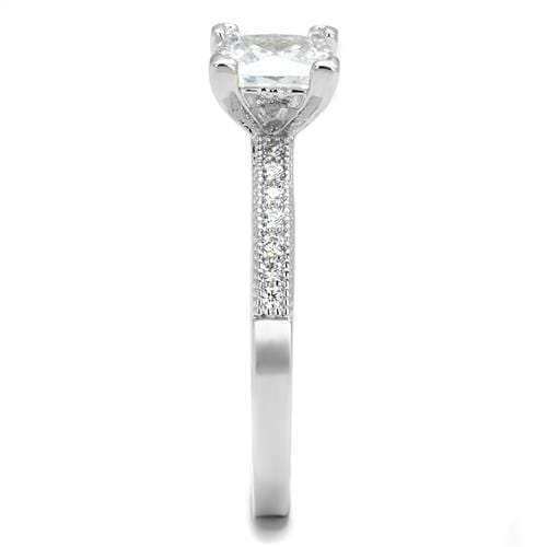 3W1209 - Rhodium Brass Ring with AAA Grade CZ in Clear - Alamode - Flyclothing LLC