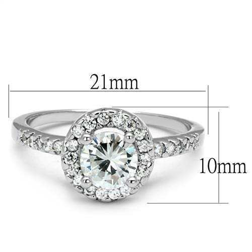 3W1210 - Rhodium Brass Ring with AAA Grade CZ in Clear - Alamode - Flyclothing LLC