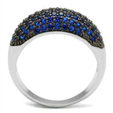 3W1212 - Rhodium + Ruthenium Brass Ring with AAA Grade CZ in London Blue - Alamode - Flyclothing LLC